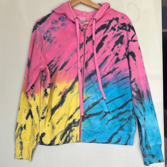 No Boundaries Multicolor Tie-Dye Zip-Up Hoodie - Picture 4 of 7